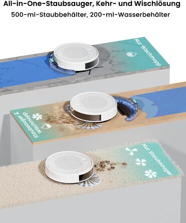 Робот-пилосос LEFANT M310 Ultra: потужність 6000Pa, функція миття, лазерна навігація ToF, уникнення перешкод, керування через додаток та Alexa, захист від заплутування шерсті тварин, для килимів, білий