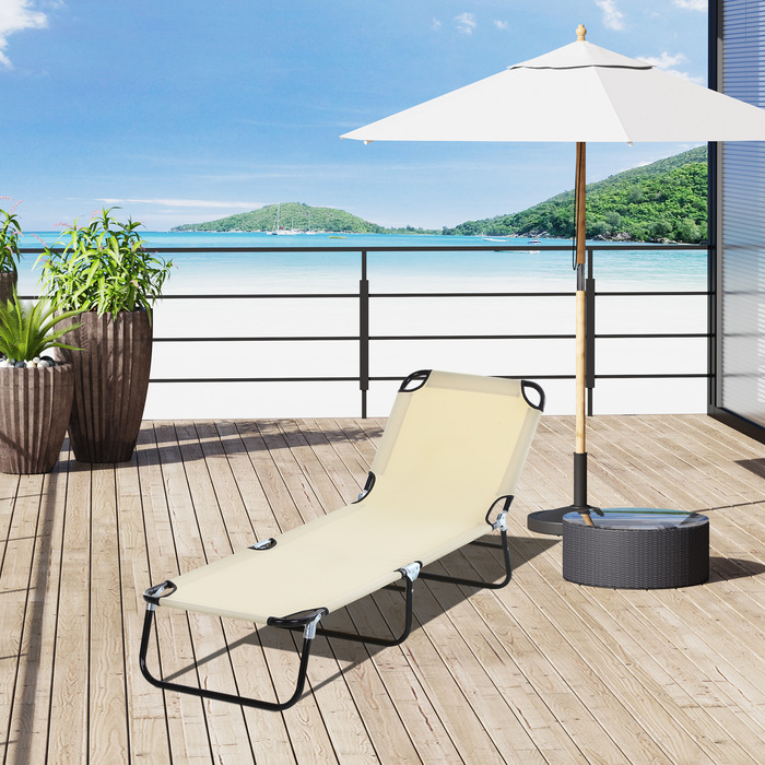Outsunny Sun Lounger Садовий шезлонг з регульованою спинкою сталевий синій 188x56x28см ідеально підходить для садового балкона