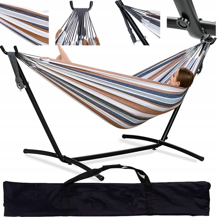 Гамак з стійкою Italform, багатоколірний, навантаження до 150 кг, 260 x 150 см