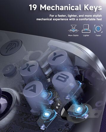 Контролер EasySMX X10 для ПК з датчиками Hall, Bluetooth, механічні кнопки, без дрифту, сумісний з PC/Switch/Steam (Сірий/Фіолетовий)