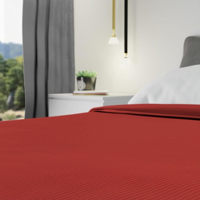 Покривало Byour3 для двоспального ліжка зі змішаної бавовни 260x275 см червоне