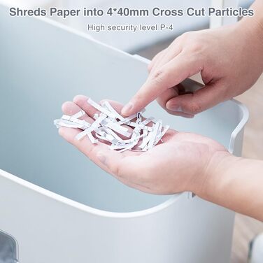 Шредер для паперу P4, 14 листів, 60 хв безперервної роботи, знищення кредитних карт та скріпок, 21л контейнер, тихий, для дому, офісу, шкіл, білий