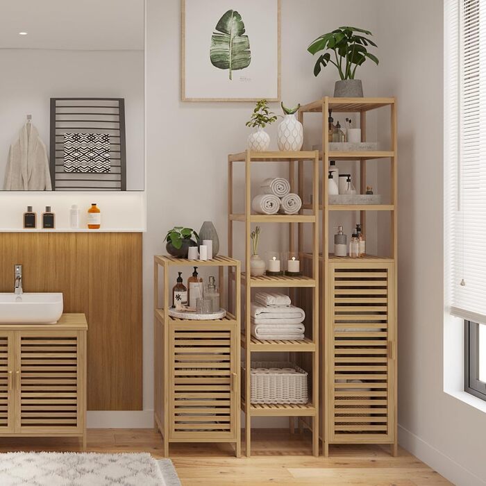 Бамбуковий шафка для ванної кімнати Bellamio Newa Badregal – 5 полиць, 140x33x33 см