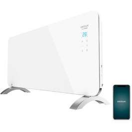 Конвектор Cecotec Ready Warm 6750 Crystal Connection з скляною панеллю, 2000 Вт, WiFi, термостат, таймер, підставка, для ванної кімнати (IP24), тихий, білий