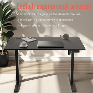 Стол Yaasa Desk Lite регульований по висоті 100x60 см, чорний – електричний офісний стіл з автопідйомом, пам'яттю та кабелепроводом