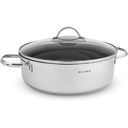 KLAMER Сковорода-гриль індукційна 28 см, сковорода для тушкування та стейків з нержавіючої сталі