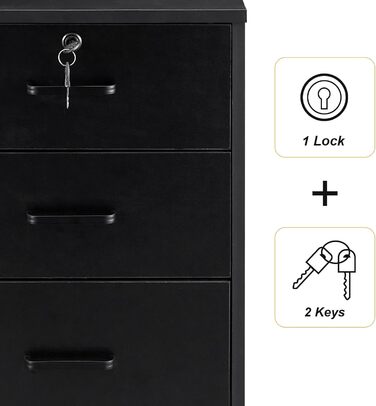 Тумба на колесах TUKAILAI з 3 висувними ящиками, з замком, для офісу, білого кольору