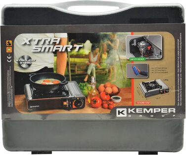 Газовий нагрівач KEMPER Nomade з нержавіючої сталі, 1900 Вт, Piezo-запалювання, подвійний захист, у кейсі