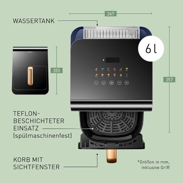 Фритюрниця повітряна Panasonic NF-CC500SXE 6 л, сіра, з вікном, 80-200°C, 11 програм, LCD-дисплей, ETM Award 2024