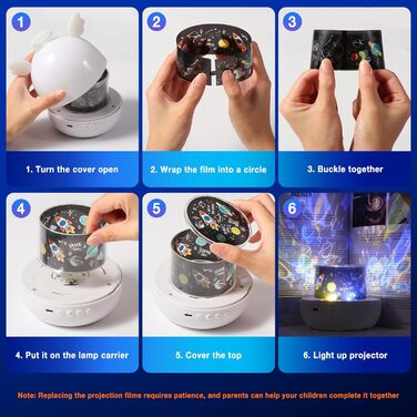Проектор зоряного неба Diboniur для дітей з 22 фільмами, нічник-проектор, регульована яскравість, 360° обертання, 20 колискових