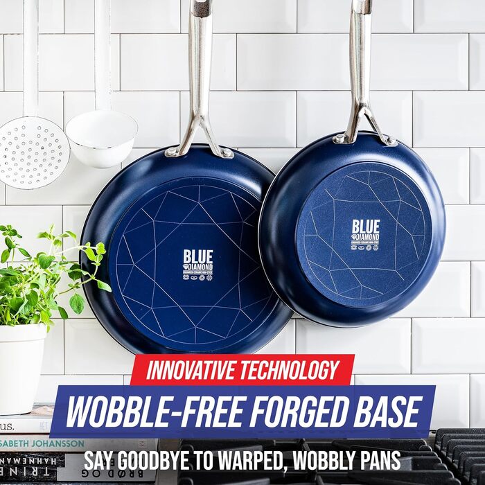 Набір сковорідок Blue Diamond Cookware Diamantinfundiertes 2 шт. (24 см та 28 см), керамічне антипригарне покриття, без PFAS, для плити (в т.ч. індукційної), можна мити в посудомийній машині, термостійке