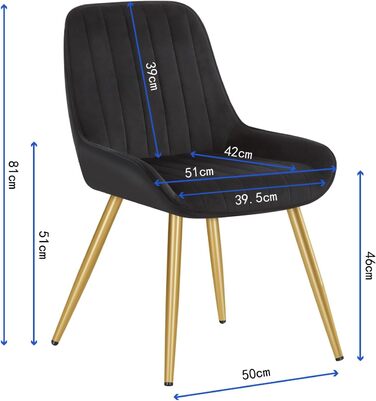 Набір з 4-х стільців Lestarain для їдальні, вітальні, кухні. Ретро стільці з м'яким сидінням (велюр, чорний), металеві ніжки, до 150 кг.