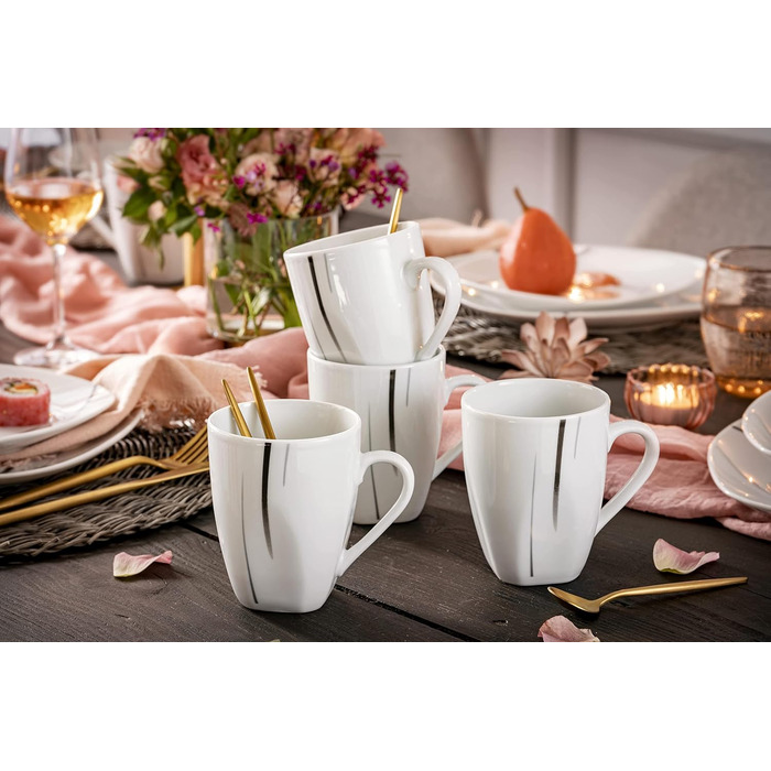 SÄNGER Кавовий сервіс Bilgola з порцеляни, 6 персон, 150 мл, білий з чорними лініями | PREMIUM COLLECTION