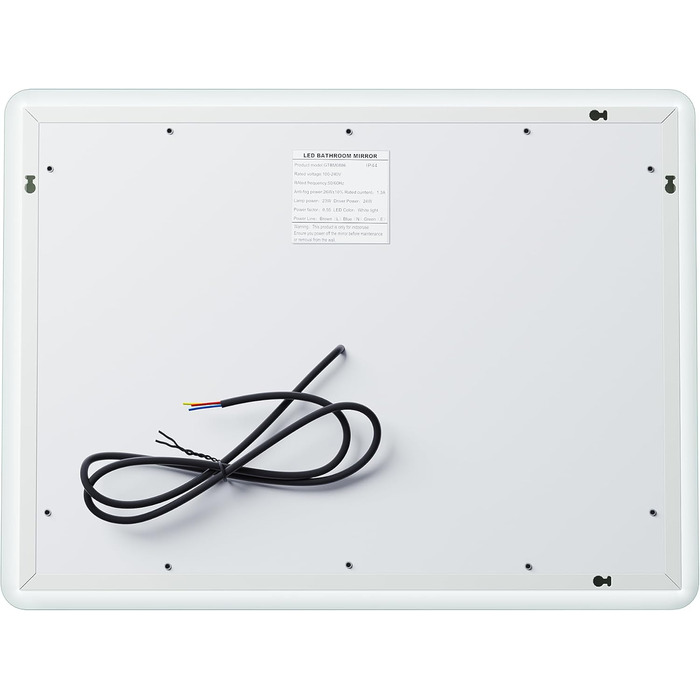 Дзеркало для ванної кімнати SONNI LED з підсвічуванням 50x70 см, сенсорне керування, 3 кольори світла, проти запотівання, функція пам'яті, білий