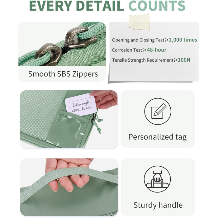 Набір органайзерів для валізи ECOHUB, 6 легких пакувальних кубів для подорожей з ID-біркою, дихаючі сумки-органайзери з переробленого матеріалу (Зелений)