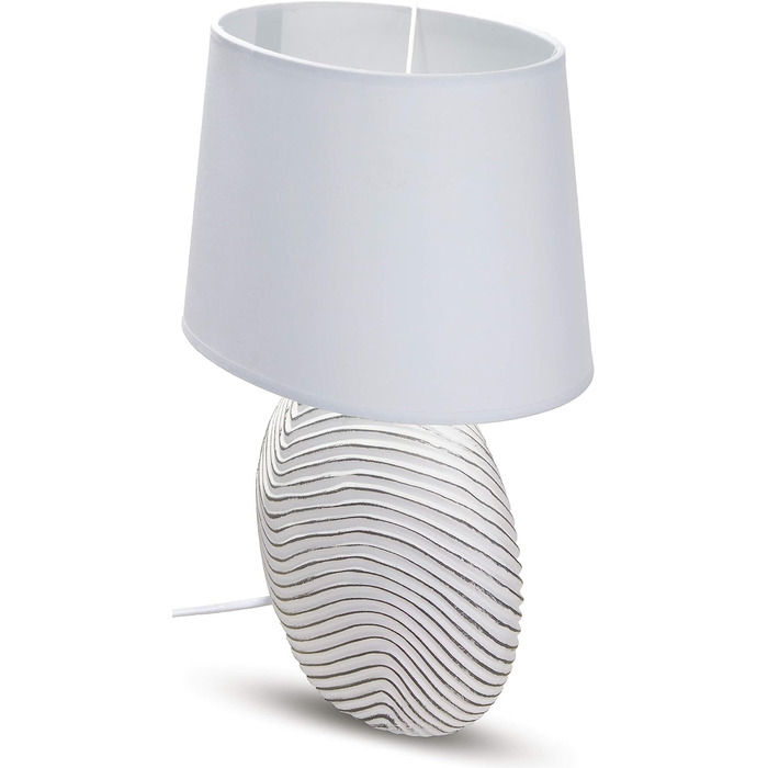 Набір настільних або приліжкових ламп BRUBAKER 2 білі керамічні ніжки з двоколірною матовою обробкою-Висота 38 см, білий / сірий
