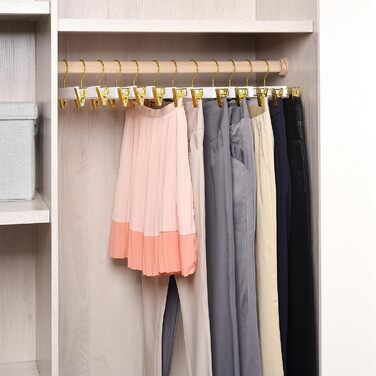 20 дерев'яних вішалок для одягу Amber Home 36 см: штани, шорти, спідниці, шкарпетки, білизна. Міцні, з антиковзними кліпсами та поворотним гачком