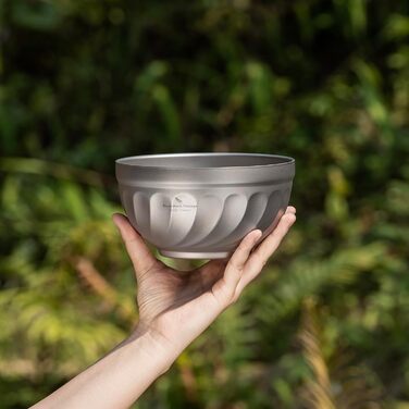 Титанові миски iBasingo з подвійними стінками 500мл та 800мл: для вівсянки, їжі, рису, супу. Легкі, портативні, металеві миски для кемпінгу та відпочинку на природі. Модель Ti1169t