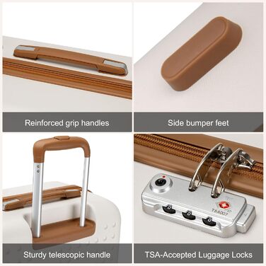 Валіза KONO з ABS пластику, 75 x 48 x 29 см, білий, з TSA замком