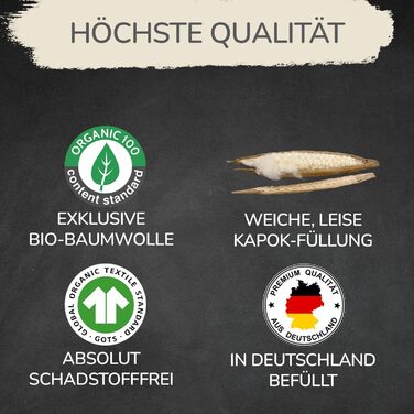 Подушка для годування Stillkissen XXL з органічної бавовни та наповнювачем з капоку | велика подушка для годування та пляшечки | вагітність, подушка для сну на боці | антиалергенна та тиха | 190x30 см, кремовий колір, перкал (М'ята, Перкал)