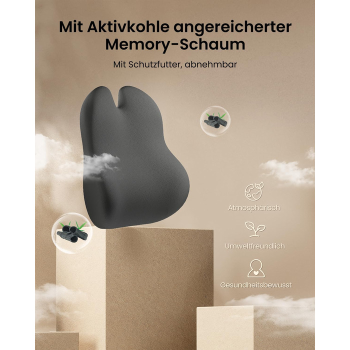 Підпорка для спини ProtoArc з піною Memory Foam, для офісного крісла, авто та столу, чорна