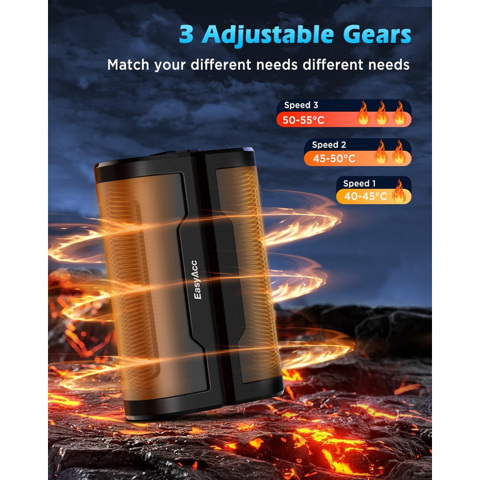 EasyAcc Портативний акумуляторний гріє рукавичка, чорний - великий