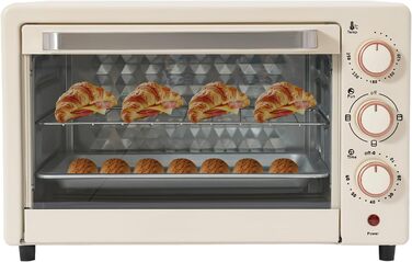 Міні-піч 22L з грилем та решіткою, 1000W, таймер 60хв, піч для піци, 120-250°C, електрична піч для сім'ї, вечірок, грилів, сніжків та десертів