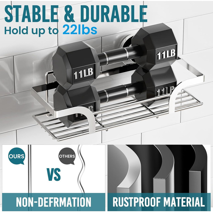 Корзина для душу TAILI з кріпленням на присоску, нержавіюча сталь, без свердління, чорний, 2 шт.