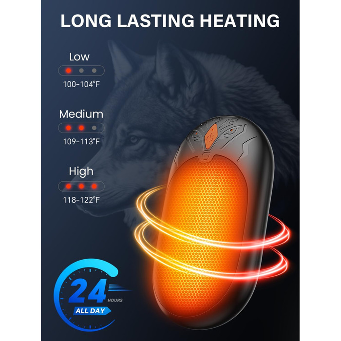 Електричні грілки для рук 2 шт. - легкі, перезаряджувані, з 3 режимами нагріву, до 24 годин роботи, USB, для активного відпочинку взимку (Оранжевий)
