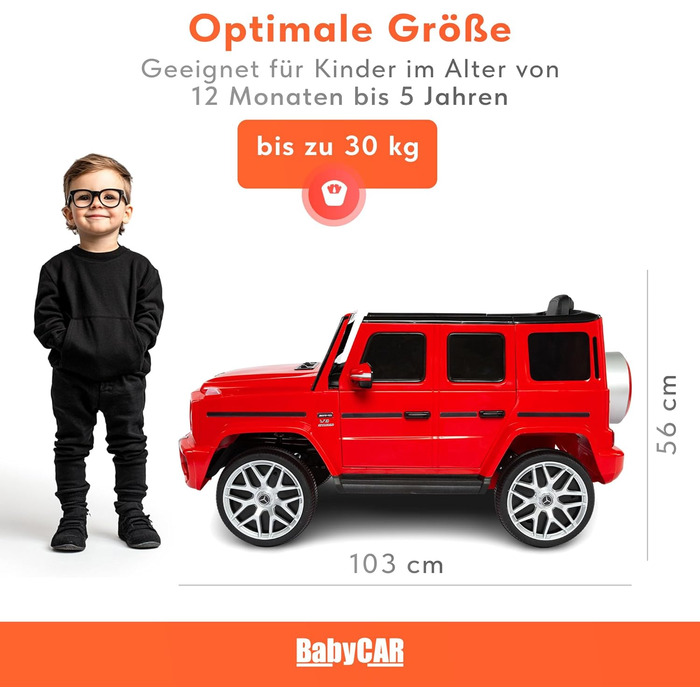 Електромобіль Mercedes G63 AMG для дітей, ліцензія, 12V, з пультом, MP3, червоний