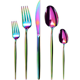 Набір столових приборів Regenbogen 30 предметів з нержавіючої сталі (6 осіб), кольоровий, для кухні/готелю/ресторану, преміум-якість, стійкий до миття в посудомийній машині