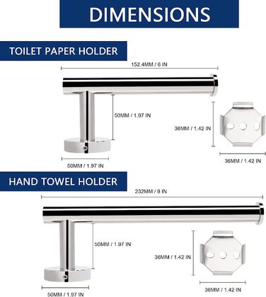 Тримач для туалетного паперу для ванної кімнати NearMoon вішалка для рушників, набір приладдя для ванної кімнати Premium 304 з нержавіючої сталі, 2 предмета, тримач для туалетного паперу і настінна вішалка для рушників для ванної та кухні (хромована оброб