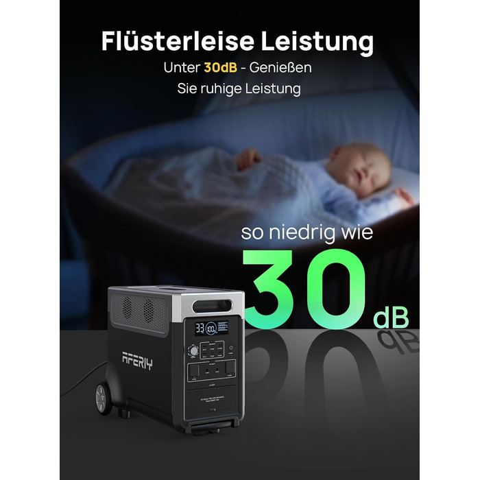 Портативна електростанція AFERIY 3840Wh з LiFePO4 акумулятором, 3600W, USV, 3 виходи 230V AC, 7200W (пікова потужність), для кемпінгу та подорожей