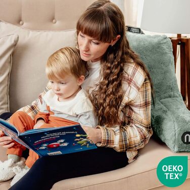 Подушка для читання Nestl Pelz, стильна спинка для сидіння в ліжку, штучне хутро, подушка-стілець з підлокітниками, подушка для читання в ліжку, для дорослих та дітей, спинка для відпочинку в ліжку, салатовий колір, стандартний розмір