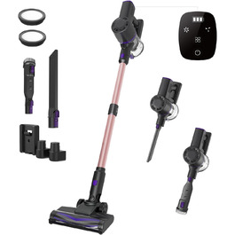 Бездротовий пилосос Vexilar Akku: 60 хв роботи, 45 kPa, 550 W, безщітковий мотор, LED дисплей, 6-в-1, тихий, для дому/авто, підходить для твердих поверхонь, килимів, шерсті тварин, зелений (рожевий)