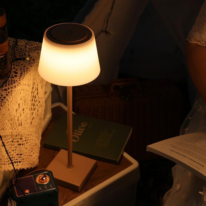 Aigostar LED акумуляторна настільна лампа бездротова, торшер з сенсорним керуванням, 3 режими кольору, IP54 вологозахист, для дому та саду (Світло-коричневий)