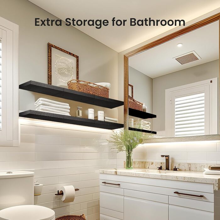 Полиця настінна Wandregal 40 см, набір 3 шт, біла плаваюча полиця, сучасний декор для спальні, кухні, офісу, вітальні (40x14x3 см)