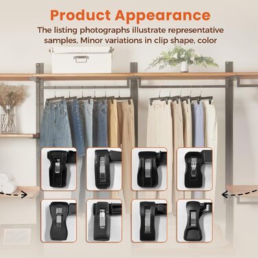 Набір вішалок для одягу House Day, 30,5 см, чорний, 25 шт. з полірованими поворотними гачками та прищепками для штанів