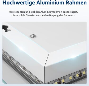 LED дзеркало для ванної кімнати з підсвічуванням 50x80 см, 3 колірні температури, IP44, тип F