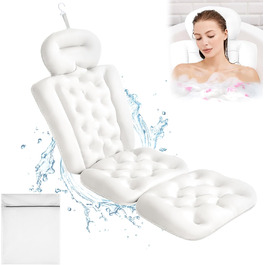 Подушка для ванни Luxus для тіла з сіткою та присосками, підтримка голови, шиї та спини - 3D Air Mesh, білий