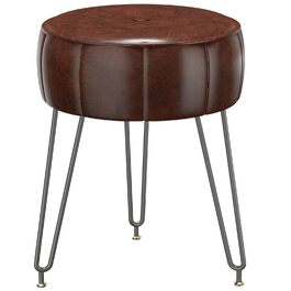 Пуф-стілець для макіяжу YMYNY, стильний пуф у вигляді гарбуза, багатофункціональний пуф для вітальні та спальні, 32 x 32 x 44 см (Коричневий)