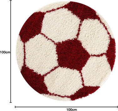 Дитячий килимок Футбольний червоний 100 см Круглий - Кудлатий, М'який, Пухнастий, Ігровий килимок