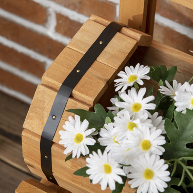 Підвищене грядка в рустикальному стилі, кашпо для рослин, з опорою для ліан, стійке до погодних умов, виготовлене з обробленої масивної деревини.