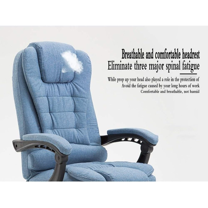 Офісне крісло WHOJA з регулюванням спинки 155° та підлокітниками, матеріал - тканина, максимальне навантаження 200 кг, 3 кольори (блакитний)