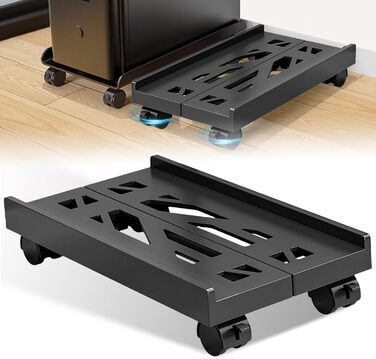 Підставка для ПК та CPU, регульована ширина, комп'ютерна вежа, кріплення під стіл, універсальна, з 4 колесами (фіксація)