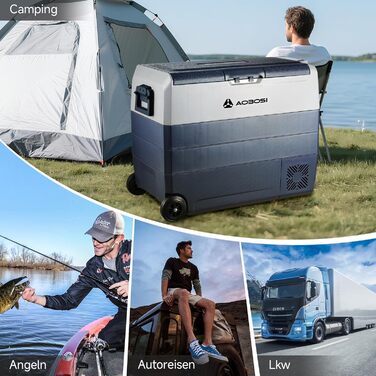 Автомобільний компресорний холодильник AAOBOSI 50л з Wi-Fi, 12/24V та 220V, охолодження до -20°C для авто, вантажівок, кемпінгу, з двома зонами