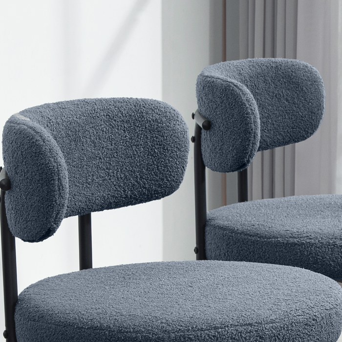 Набір з 2-х обідніх стільців, з м'яким флісовим покриттям, стільці з м'яким сидінням, металеві ніжки, сірого кольору