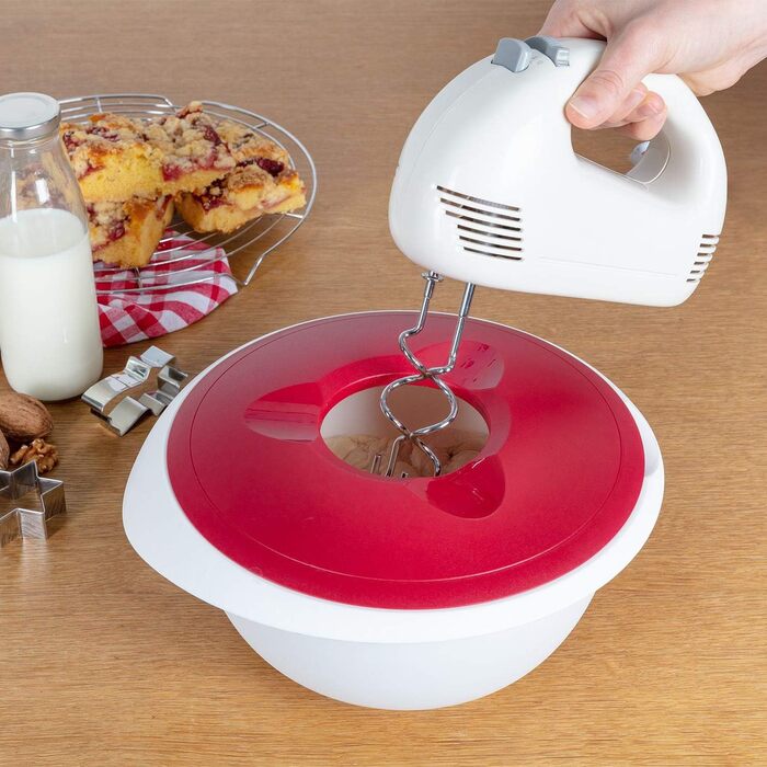 Набір для приготування та випічки Westmark Duo 4 предметів: каструля з кришкою 1 л, миска для замішування 3,5 л з кришкою, мірна склянка 1 л, лопатка для тіста, пластик/силікон, прозорий/білий/червоний/чорний