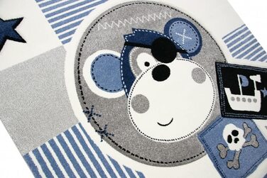 Дитячий килимок, килимок для ігор, килимок для дитячої кімнати, дитячий килимок, піратська Мавпа синього кольору, Розмір (80 см круглий)