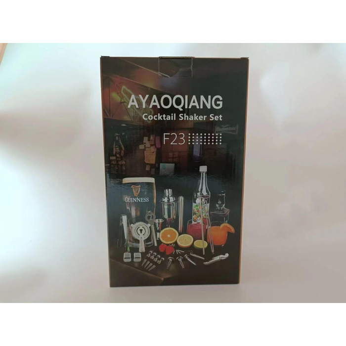 Набір шейкерів для коктейлів 23 шт. и, нержавіюча сталь 750 мл з дерев'яною підставкою, ідеально підходить для дому або бару